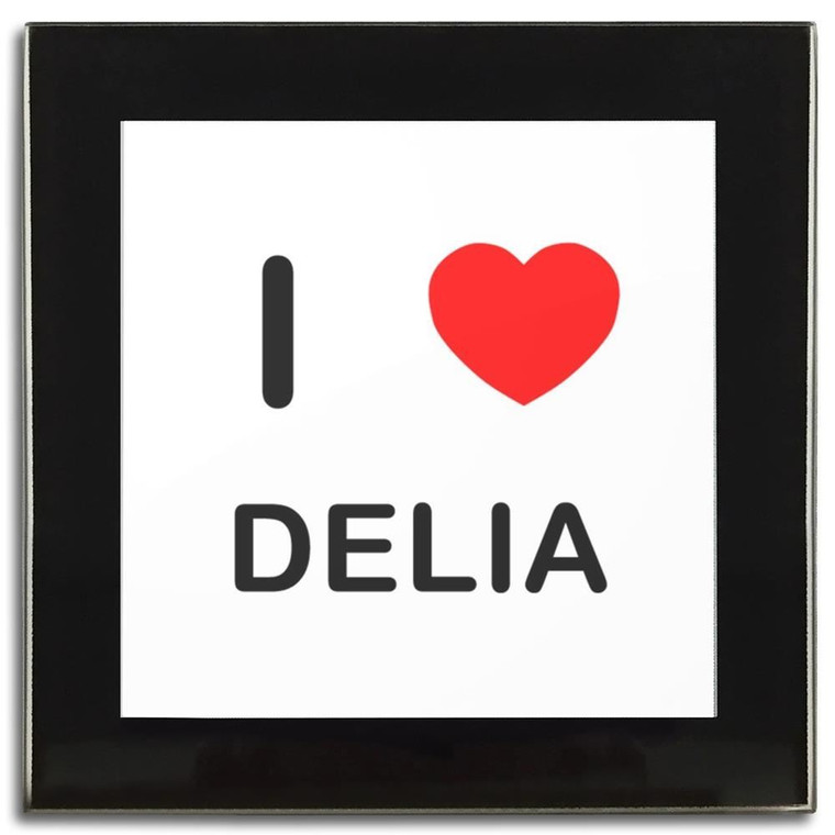 I Love Delia - Square Glass Coaster