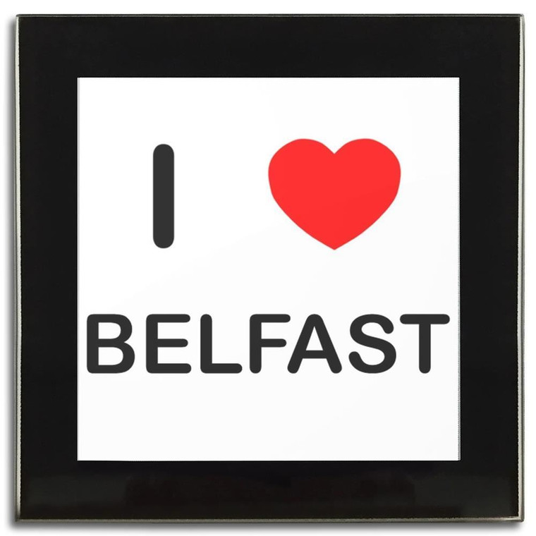 I Love Belfast - Square Glass Coaster