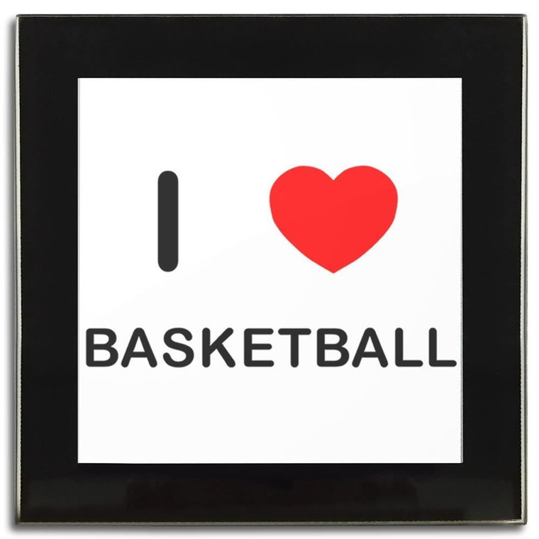 I Love Basketball - Square Glass Coaster