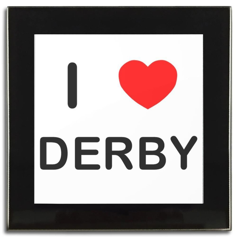I Love Derby - Square Glass Coaster