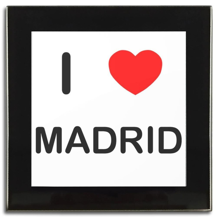 I Love Madrid - Square Glass Coaster