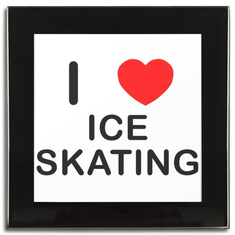 I Love Ice Skating - Square Glass Coaster