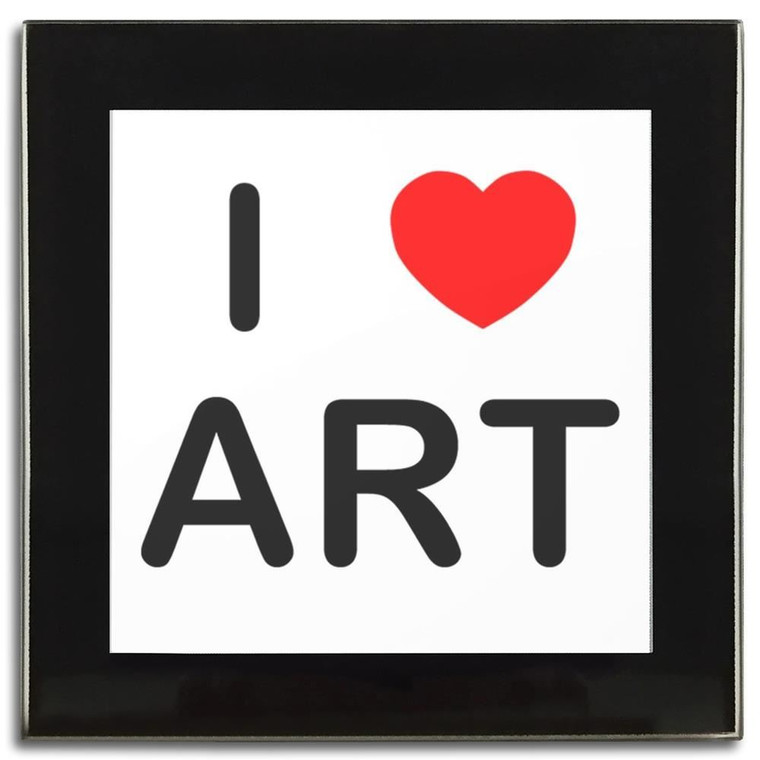 I love Art - Square Glass Coaster