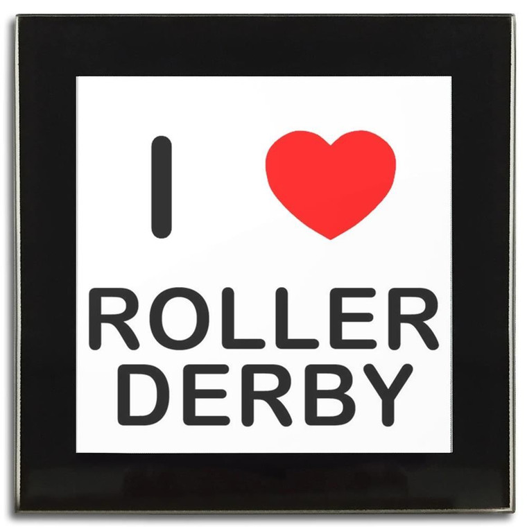 I Love Roller Derby - Square Glass Coaster