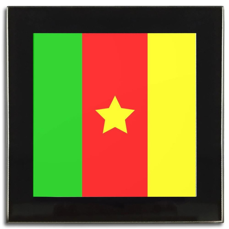 Cameroon Flag - Square Glass Coaster