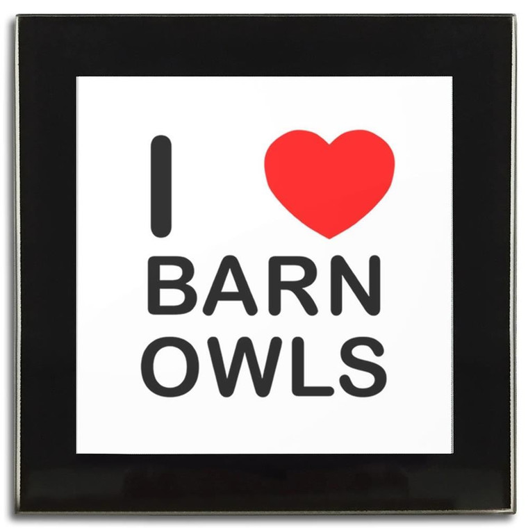 I Love Barn Owls - Square Glass Coaster