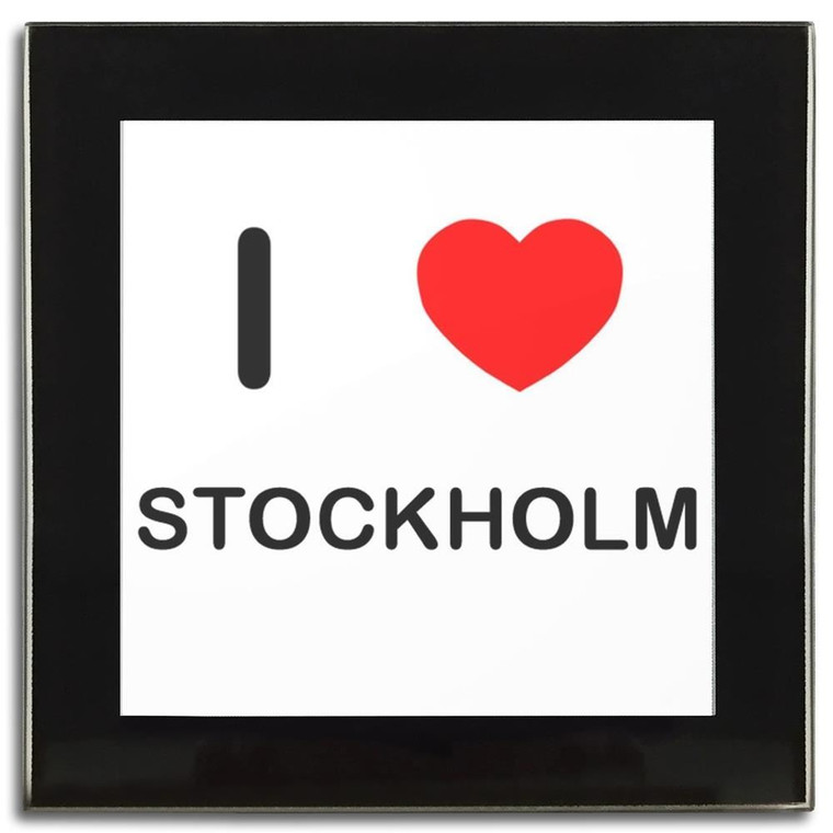 I Love Stockholm - Square Glass Coaster