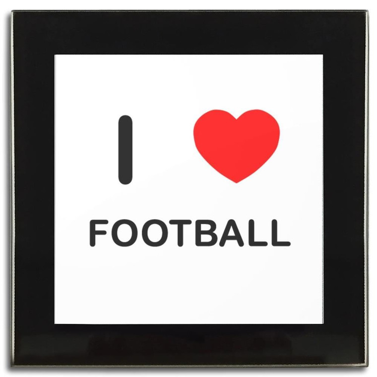 I Love Football - Square Glass Coaster