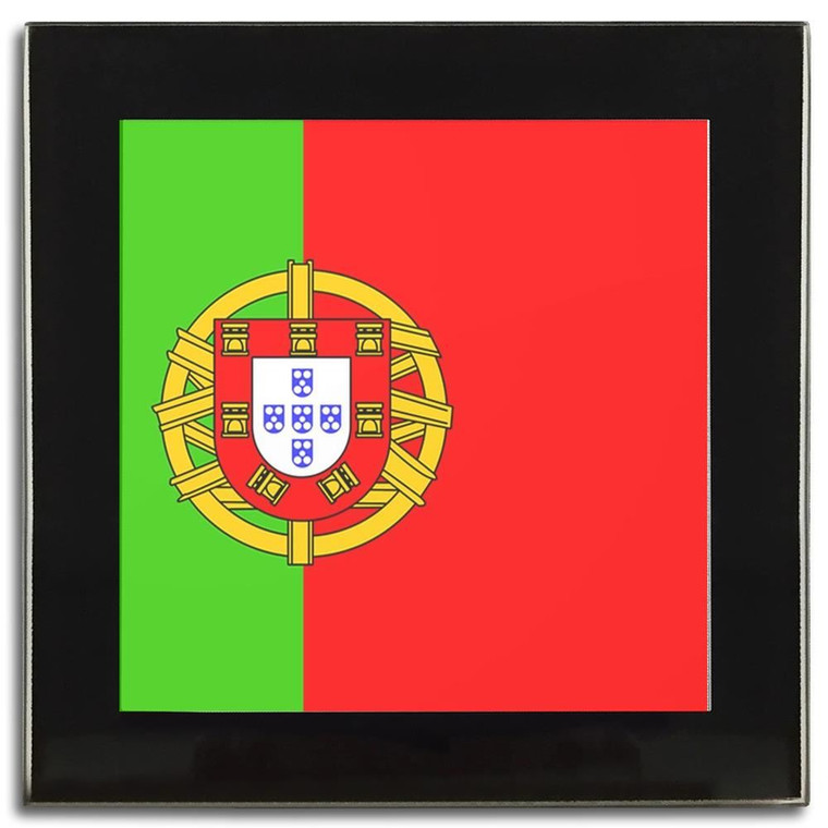 Portugal Flag - Square Glass Coaster