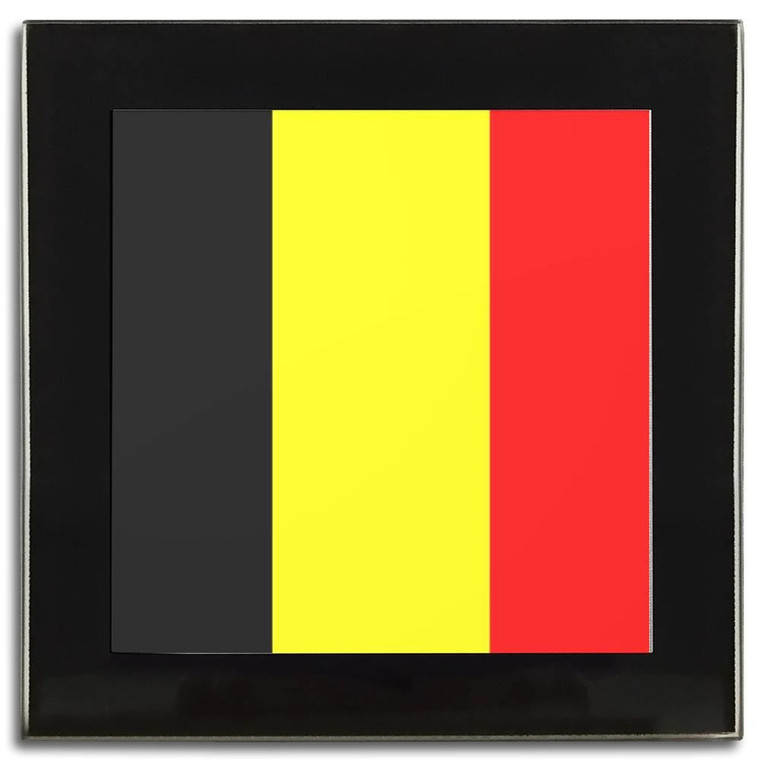 Belgium Flag - Square Glass Coaster