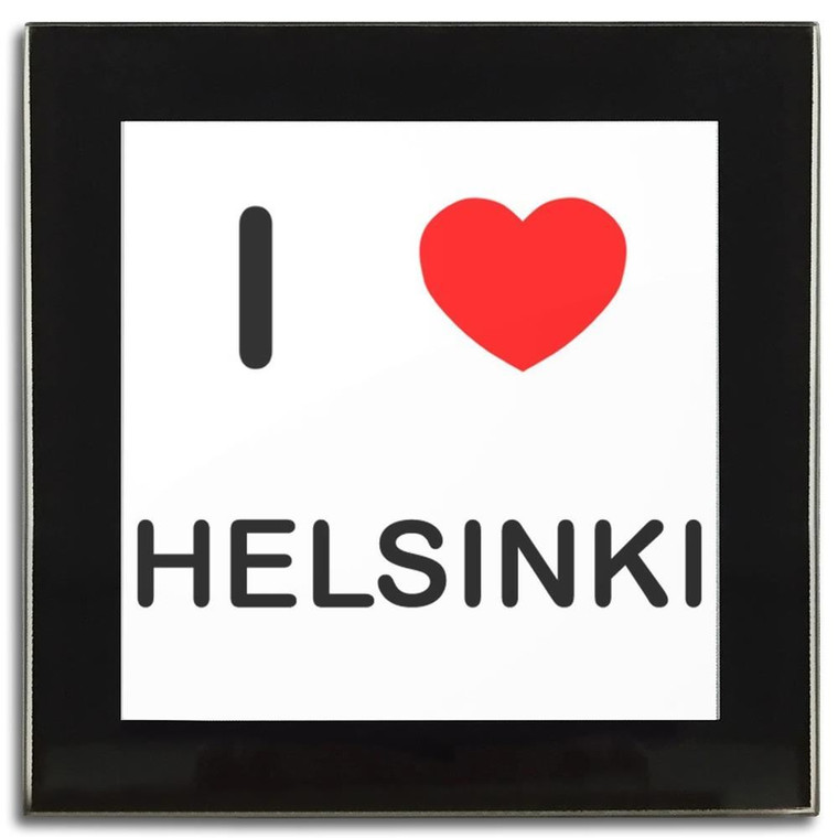 I Love Helsinki - Square Glass Coaster