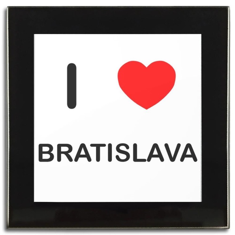 I Love Bratislava - Square Glass Coaster