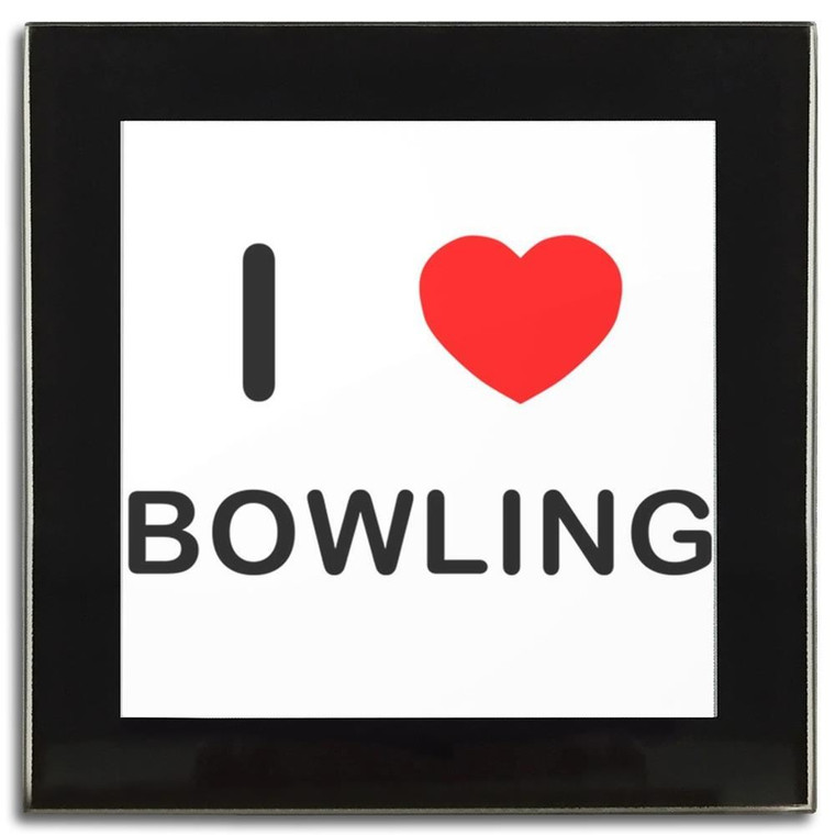 I Love Bowling - Square Glass Coaster