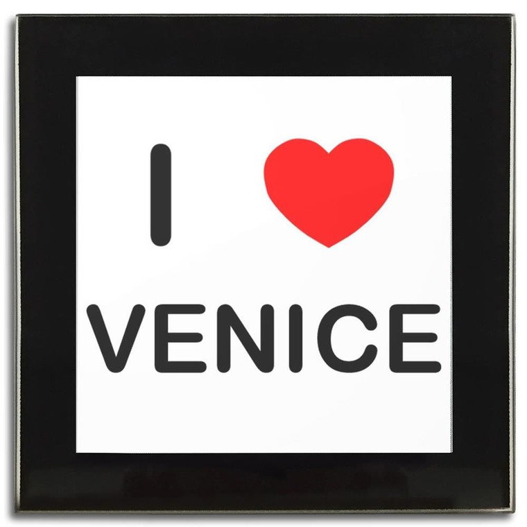 I Love Venice - Square Glass Coaster