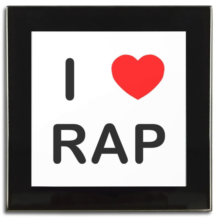 I love Rap - Square Glass Coaster
