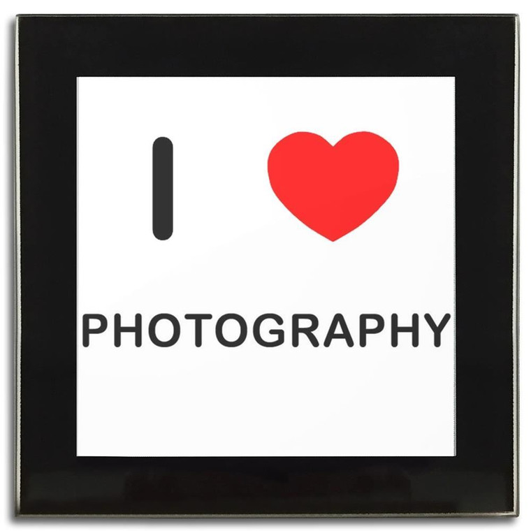 I Love Photography - Square Glass Coaster