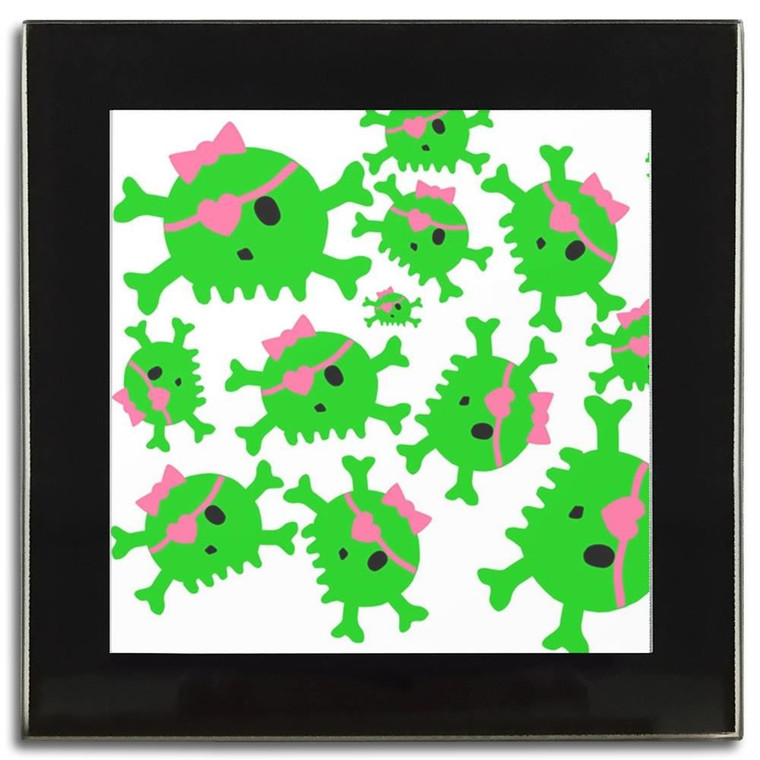 Skull Bow Pattern 2 - Square Glass Coaster