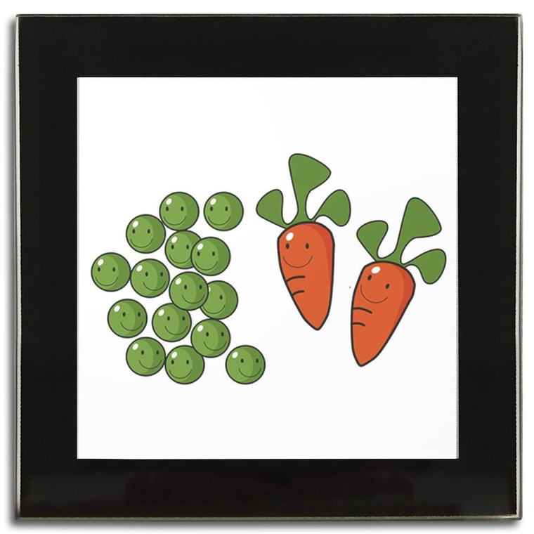 Peas and Carrots - Square Glass Coaster