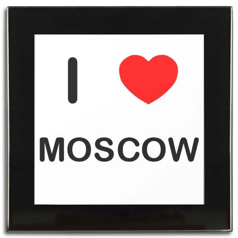 I Love Moscow - Square Glass Coaster