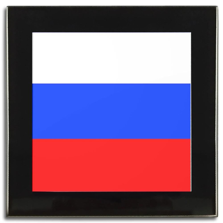 Russia Flag - Square Glass Coaster