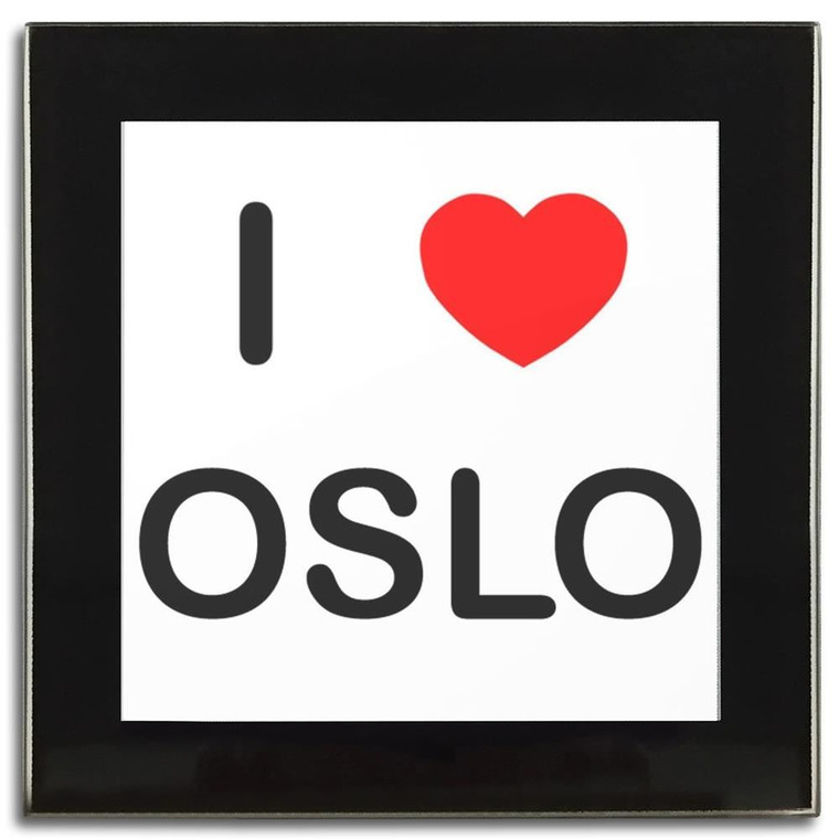 I Love Oslo - Square Glass Coaster