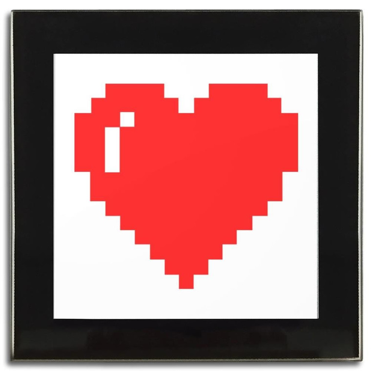 Pixel Heart - Square Glass Coaster