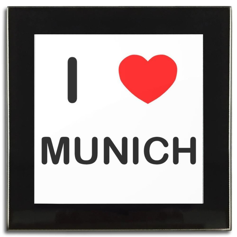 I Love Munich - Square Glass Coaster