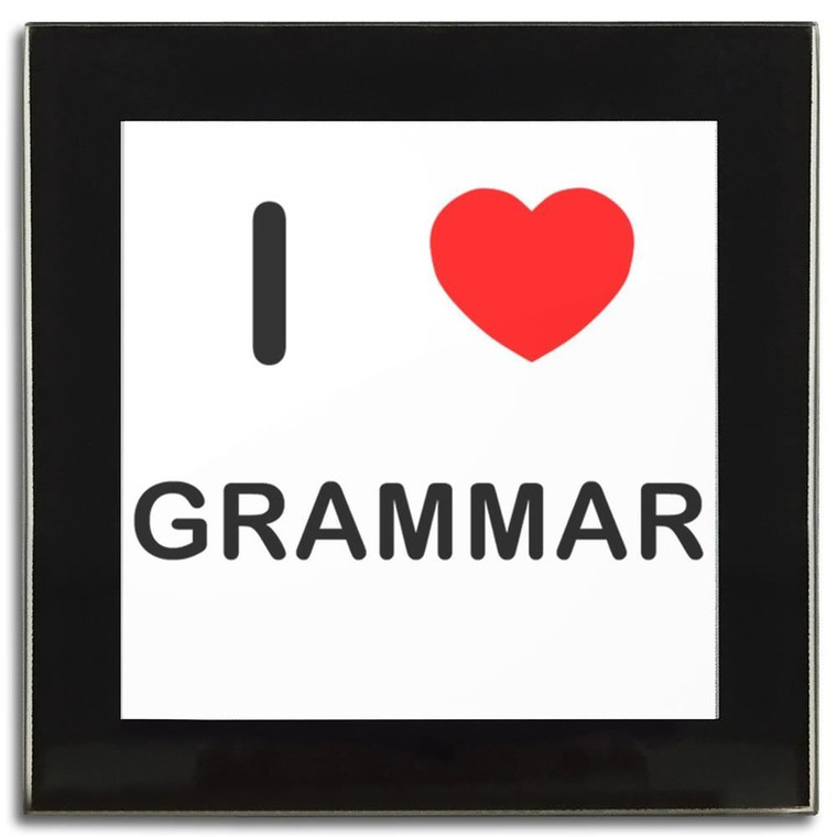 I love Grammar - Square Glass Coaster