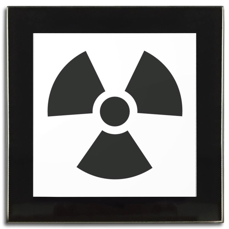 Black Nuclear Symbol - Square Glass Coaster