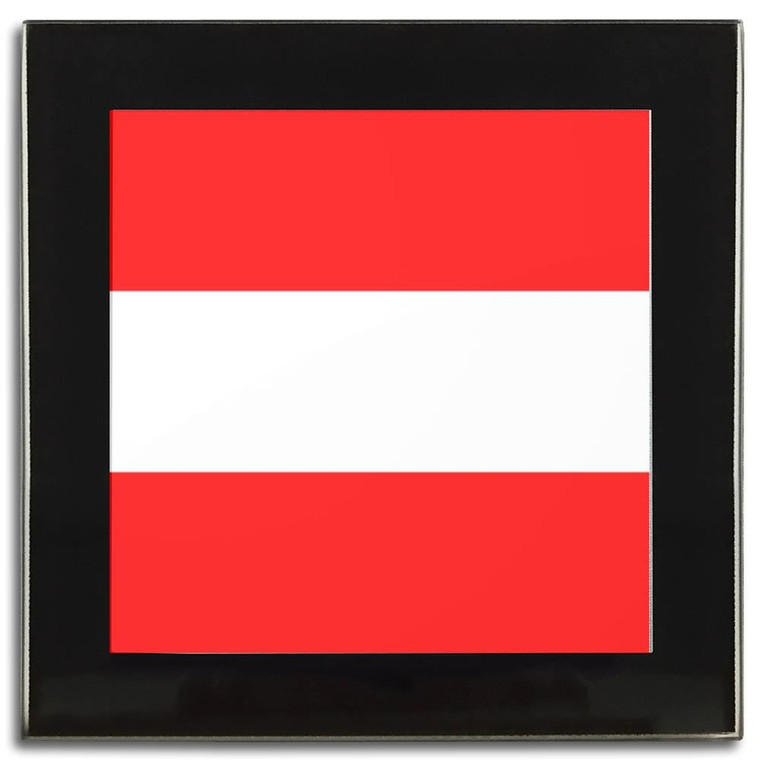 Austria Flag - Square Glass Coaster