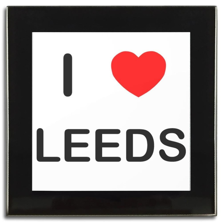 I Love Leeds - Square Glass Coaster