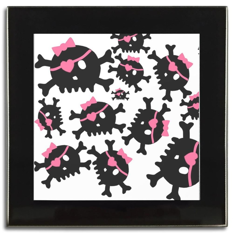 Skull Bow Pattern - Square Glass Coaster