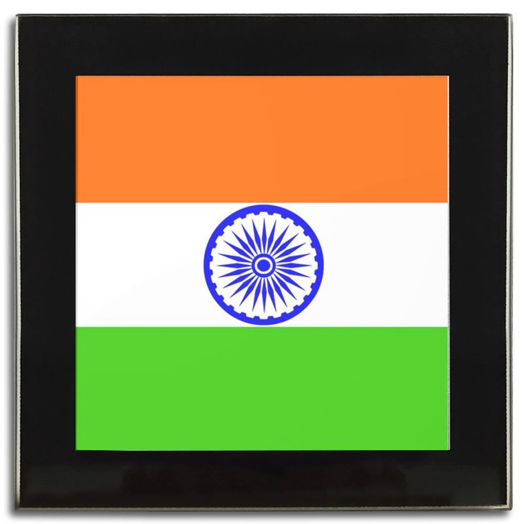 India Flag - Square Glass Coaster