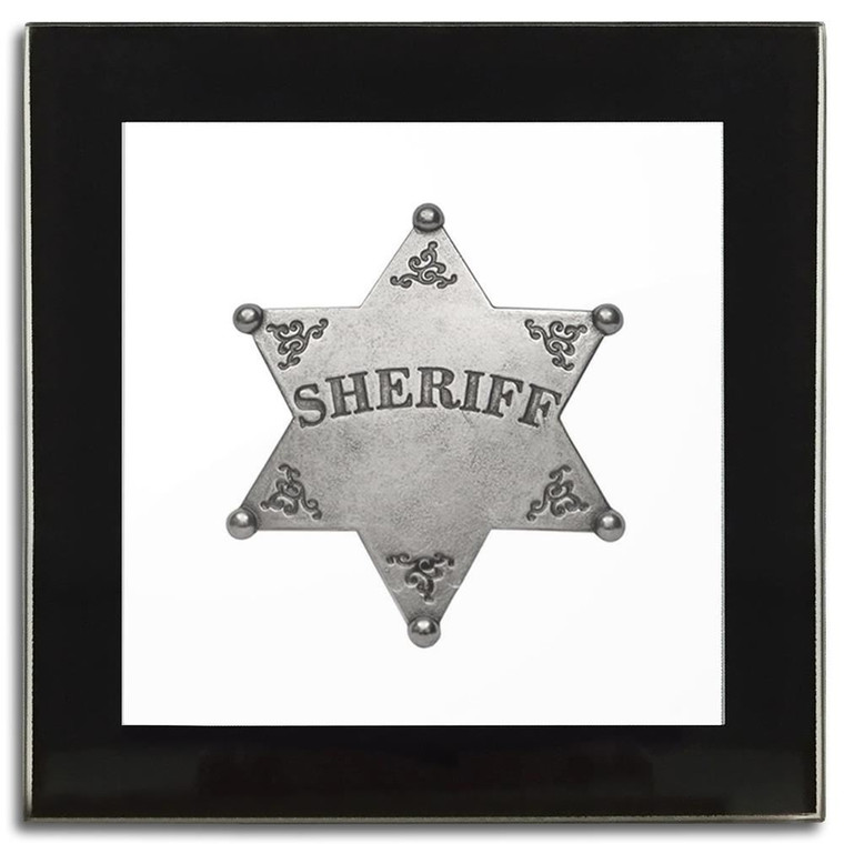 Sheriff Badge - Square Glass Coaster