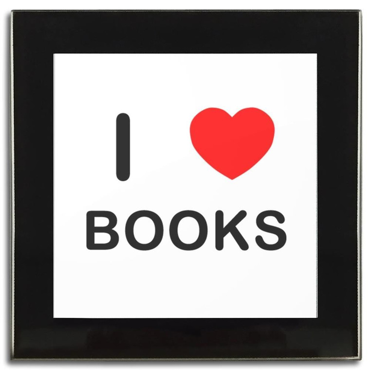 I Love Books - Square Glass Coaster