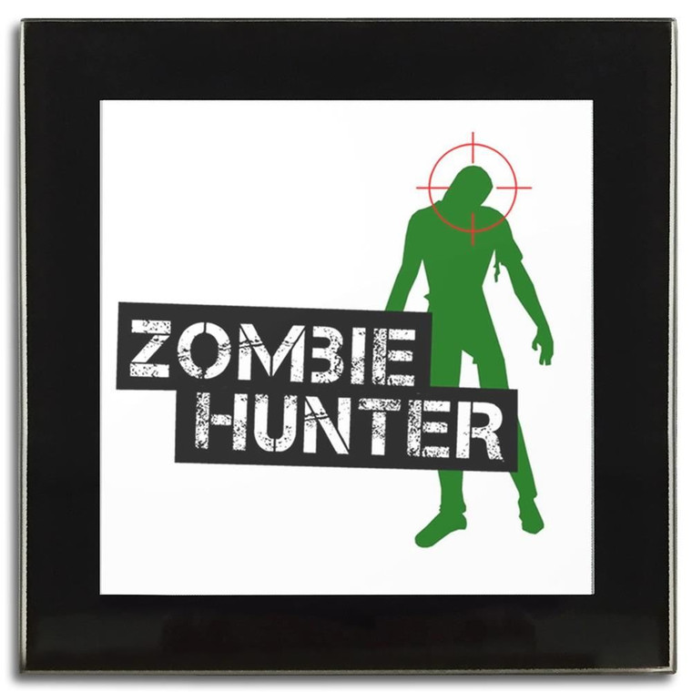 Zombie Hunter - Square Glass Coaster