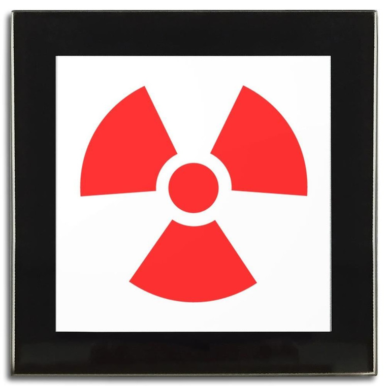 Red Nuclear Symbol - Square Glass Coaster