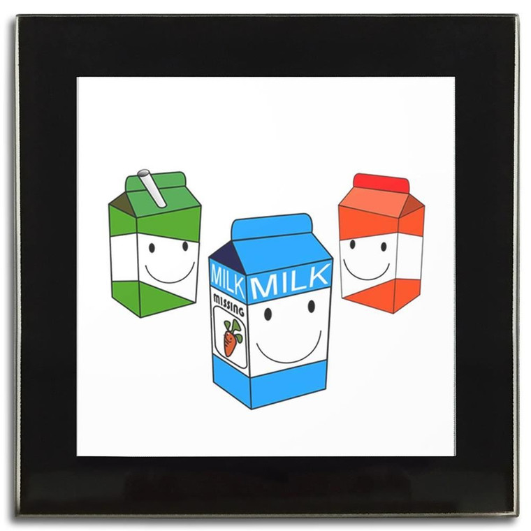 Milk & Juice Cartons - Square Glass Coaster Milk & Juice Cartons - Square Glass Coaster