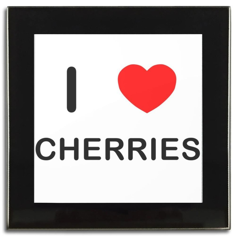 I Love Cherries - Square Glass Coaster