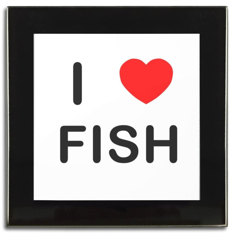 I Love Fish - Square Glass Coaster