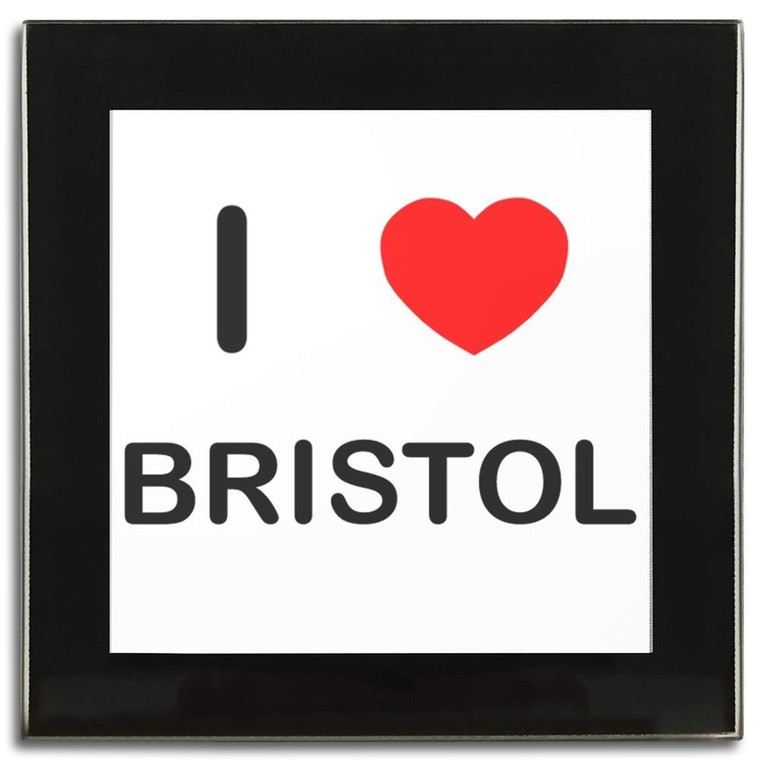 I Love Bristol - Square Glass Coaster