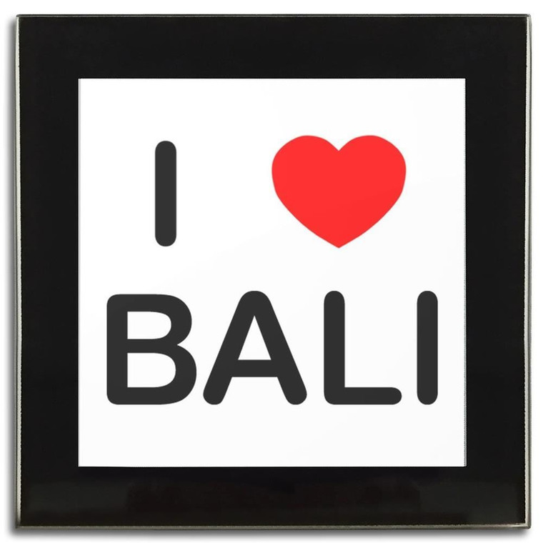 I Love Bali - Square Glass Coaster