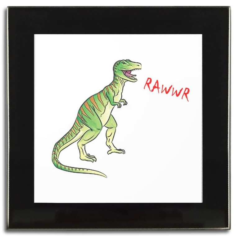 Dinosaur Rawwr! - Square Glass Coaster