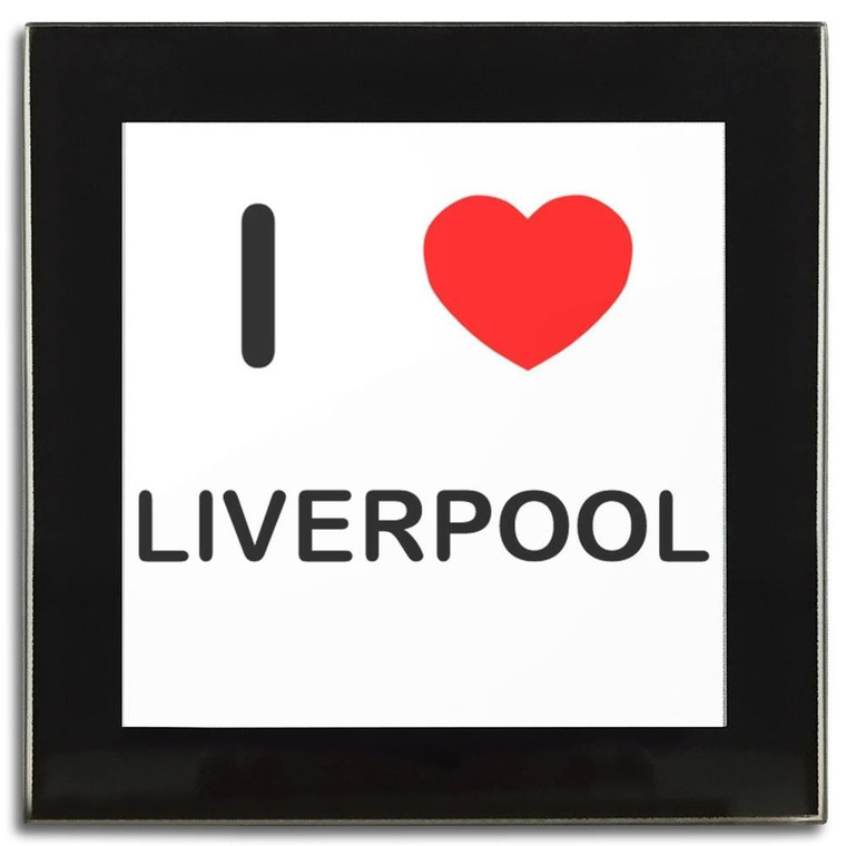I Love Liverpool - Square Glass Coaster