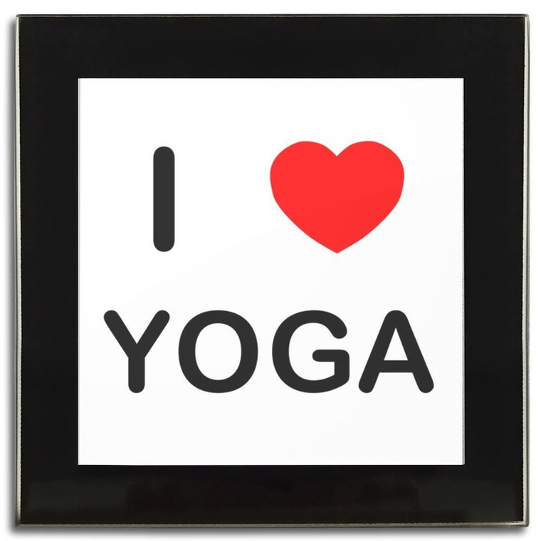 I Love Yoga - Square Glass Coaster