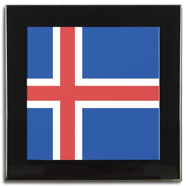 Iceland Flag - Square Glass Coaster