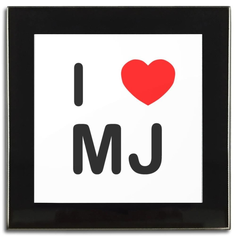 I Love MJ - Square Glass Coaster