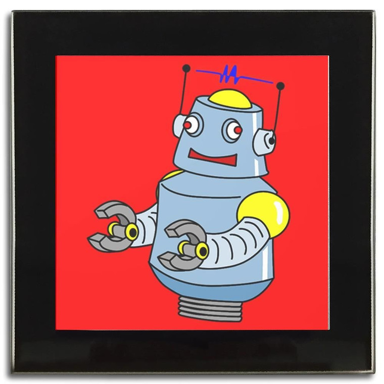 Red Boy Robot - Square Glass Coaster