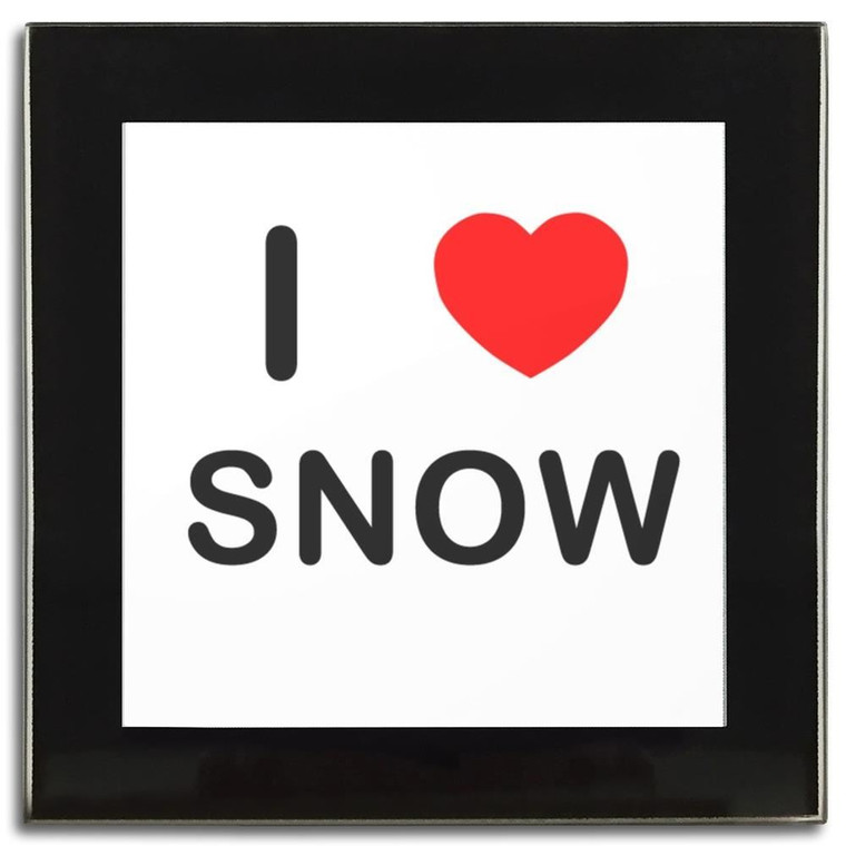 I Love Snow - Square Glass Coaster
