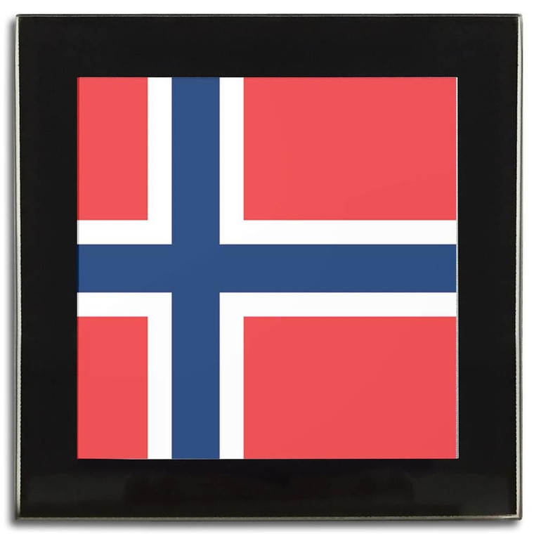 Norway Flag - Square Glass Coaster